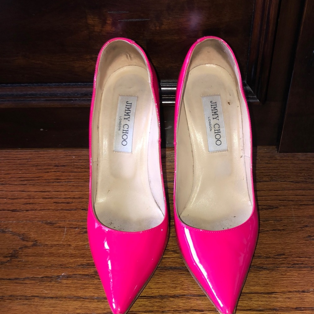 Beautiful, size 7, gently used, hot pink Jimmy Choo heels